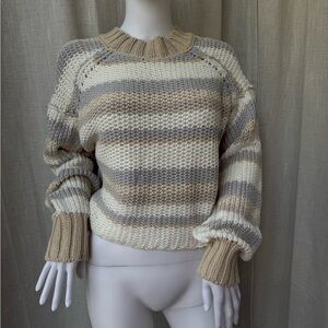 Free People Devon sweater Cream, Gray, Tan sz Small